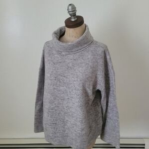 A New Day Gray Turtleneck Sweater Drop Shoulder Oversized Cozy L